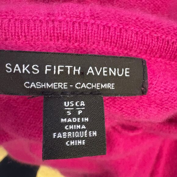 Saks 5th Avenue 100% Cashmere Hoodie Sweater Magenta Pink - Picture 9 of 9
